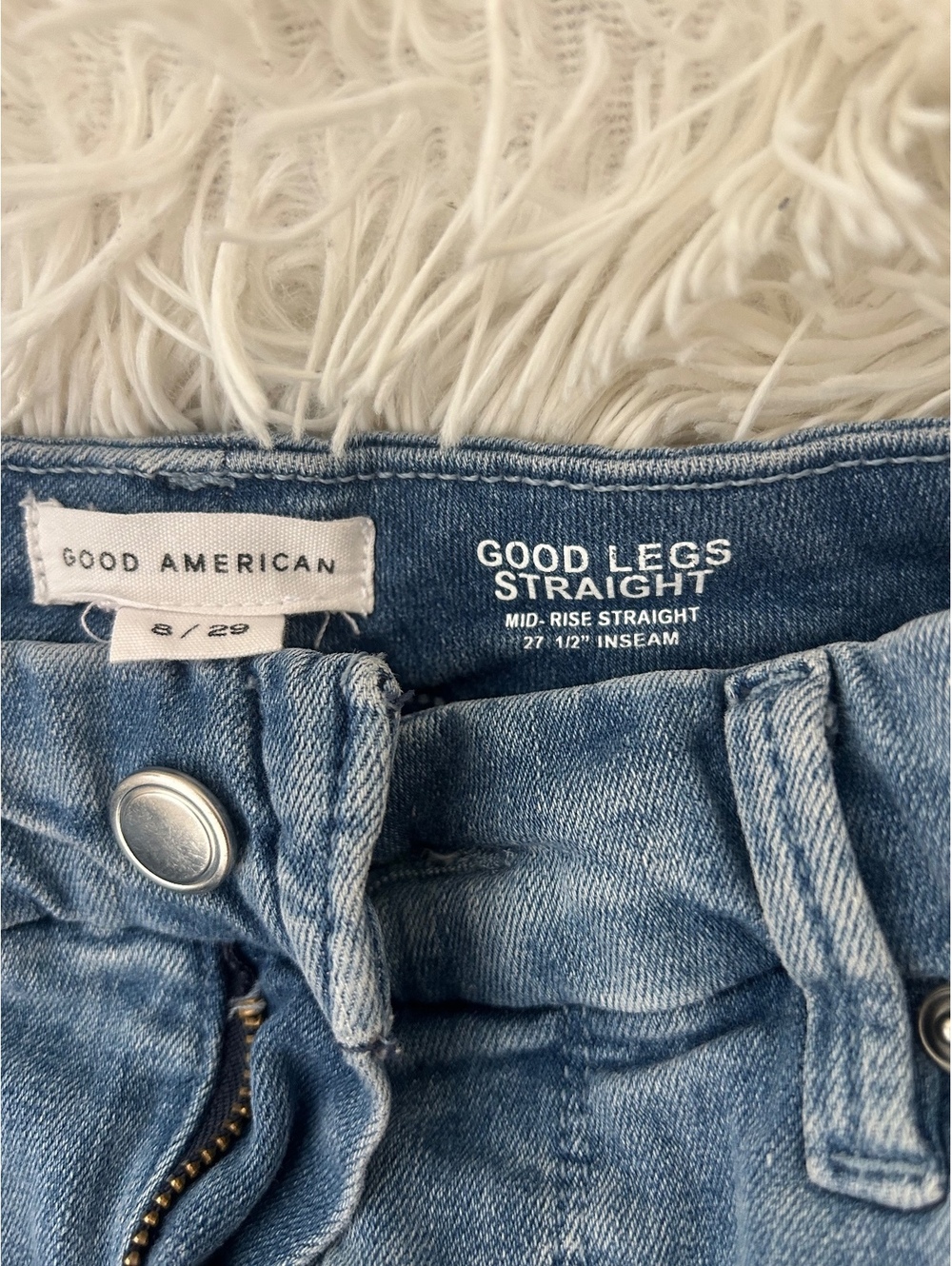 Good American Good Legs Straight Mid-Rise Straight Jeans Size 27